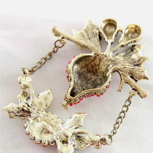 ❤️ CRYSTAL RHINESTONE DANGLING PARTRIDGE IN A PEAR TREE CHRISTMAS - Picture 9 of 11